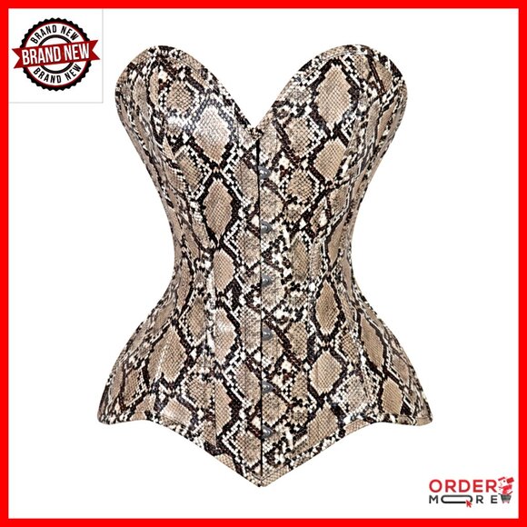 Snake Skin Overbust Corset Waist Cincher Bustier Top Plus Size Gothic Western